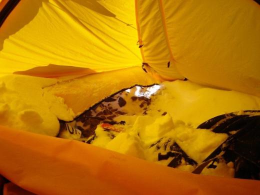 Tent at C1 after heavy snow